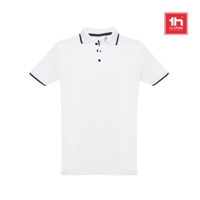 THC ROME WH. Polo bicolor para homem em algodão. Cor branca