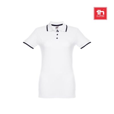 THC ROME WOMEN WH. Polo bicolor para senhora em algodão