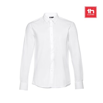 THC PARIS WH. Camisa popelina de manga comprida para homem. Cor branca