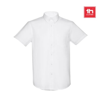 THC LONDON WH. Camisa oxford de manga curta para homem. Cor branca