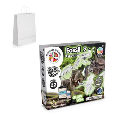 2 in 1 Fossil Excavation Kit II. Jogo didático fornecido com saco de oferta em papel kraft (90 g/m²)