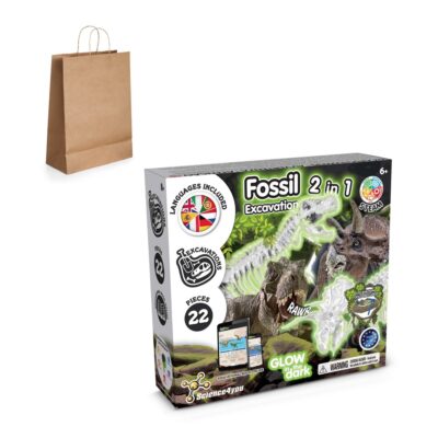 2 in 1 Fossil Excavation Kit III. Jogo didático fornecido com saco de oferta em papel kraft (115 g/m²)