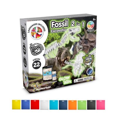 2 in 1 Fossil Excavation Kit IV. Jogo didático fornecido com saco de oferta em non-woven (80 g/m²)