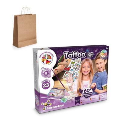 Tattoo Factory Kit III. Jogo didático fornecido com saco de oferta em papel kraft (115 g/m²)