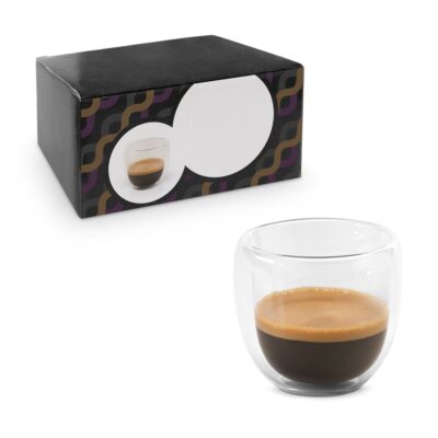 EXPRESSO. Conjunto de café em vidro isotérmico com 2 copos